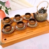 Bộ ấm chén uống trà ?? Gốm Sứ Bát Tràng ?? bộ ấm trà,Chuông Gấm cao cấp decor GOMPHUQUY THH01