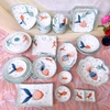 Bát đĩa decor ?? Gốm Sứ Bát Tràng ?? bộ bát đĩa Cá dễ thương, sứ trắng xanh đẹp GOMPHUQUY HTG01