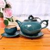 Bộ ấm trà ?? Gốm Sứ Bát Tràng ?? bộ ấm chén,Quả Hồng Xanh hỏa biến đẹp decor GOMPHUQUY THH03