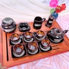 Bộ ấm chén uống trà ?? Gốm Sứ Bát Tràng ?? ấm trà quai sứ đen quệt decor đẹp GOMPHUQUY HN22