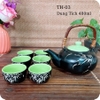 Bộ ấm chén uống trà ⚱ Gốm Sứ Bát Tràng ⚱ ấm trà xanh lá trúc men hoả biến GOMPHUQUY TH03