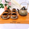Bộ ấm chén uống trà ?? Gốm Sứ Bát Tràng ?? bộ ấm trà,Chuông Gấm cao cấp decor GOMPHUQUY THH01
