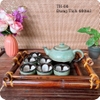 Bộ âm chén uống trà ⚱ Gốm Sứ Bát Tràng ⚱ ấm trà bạch kim quai sứ men hỏa biến GOMPHUQUY TH08