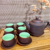 Bộ ấm chén uống trà ⚱ Gốm Sứ Bát Tràng ⚱ ấm trà Tích chữ cao cấp tử sa GOMPHUQUY HH01