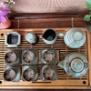 Bộ ấm chén uống trà ⚱ Gốm Sứ Bát Tràng ⚱ ấm trà bạch kim quai sứ men hỏa biến GOMPHUQUY TH09