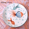 Bát đĩa decor ?? Gốm Sứ Bát Tràng ?? bộ bát đĩa Cá dễ thương, sứ trắng xanh đẹp GOMPHUQUY HTG01