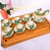 Bộ ấm trà ?? Gốm Sứ Bát Tràng ?? bộ ấm chén,Chữ Thập cỏ hoa hỏa biến decor GOMPHUQUY ĐL04