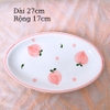 Bộ bát đĩa ?? Gốm Sứ Bát Tràng ?? bát đĩa decor,bộ Đào trắng hồng cao cấp GOMPHUQUY HTG02
