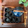 Bộ ấm chén uống trà ⚱ Gốm Sứ Bát Tràng ⚱ ấm trà xanh đen men hỏa biến GOMPHUQUY TH07