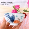 Bát đĩa decor ?? Gốm Sứ Bát Tràng ?? bộ bát đĩa Cá dễ thương, sứ trắng xanh đẹp GOMPHUQUY HTG01