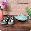 Bộ âm chén uống trà ⚱ Gốm Sứ Bát Tràng ⚱ ấm trà bạch kim quai sứ men hỏa biến GOMPHUQUY TH08