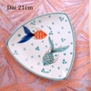 Bát đĩa decor ?? Gốm Sứ Bát Tràng ?? bộ bát đĩa Cá dễ thương, sứ trắng xanh đẹp GOMPHUQUY HTG01