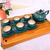 Bộ ấm trà ?? Gốm Sứ Bát Tràng ?? bộ ấm chén,Quả Hồng Xanh hỏa biến đẹp decor GOMPHUQUY THH03