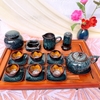 Bộ ấm chén quai sứ gốm sứ Bát Tràng, men hỏa biến cẩm lai xanh đẹp decor GOMPHUQUY HN21