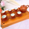 Bộ ấm chén uống trà ?? Gốm Sứ Bát Tràng ?? bộ ấm trà,Tử Sa hoa trắng cao cấp GOMPHUQUY AC08