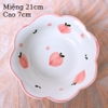 Bộ bát đĩa ?? Gốm Sứ Bát Tràng ?? bát đĩa decor,bộ Đào trắng hồng cao cấp GOMPHUQUY HTG02