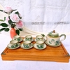 Bộ ấm trà ?? Gốm Sứ Bát Tràng ?? bộ ấm chén,Chữ Thập cỏ hoa hỏa biến decor GOMPHUQUY ĐL04