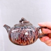 Bộ ấm chén quai sứ gốm sứ Bát Tràng, men hỏa biến cẩm lai đỏ đẹp decor GOMPHUQUY HN20