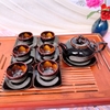 Bộ ấm chén uống trà ?? Gốm Sứ Bát Tràng ?? ấm trà quai sứ đen quệt decor đẹp GOMPHUQUY HN22