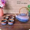 Bộ âm trà ⚱ Gốm Sứ Bát Tràng ⚱ bộ ấm chén uống trà khoai môn men hỏa biến GOMPHUQUY TH06