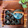Bộ ấm trà ⚱ Gốm Sứ Bát Tràng ⚱ bộ ấm chén uống trà đồng quai mây men hỏa biến GOMPHUQUY TH05
