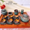 Bộ ấm chén uống trà ⚱  ấm trà Kẻ Miệng Men Gold ⚱ Gốm Sứ Bát Tràng GOMPHUQUY HN06