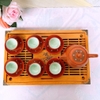 Bộ ấm chén uống trà ?? Gốm Sứ Bát Tràng ?? bộ ấm trà,Tử Sa hoa trắng cao cấp GOMPHUQUY AC08