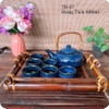 Bộ ấm chén uống trà ⚱ Gốm Sứ Bát Tràng ⚱ ấm trà xanh đen men hỏa biến GOMPHUQUY TH07