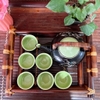 Bộ ấm chén uống trà ⚱ Gốm Sứ Bát Tràng ⚱ ấm trà xanh lá trúc men hỏa biến GOMPHUQUY TH03