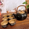 Bộ ấm trà ⚱ Gốm Sứ Bát Tràng ⚱ bộ ấm chén uống trà gốm trúc men hoả biến GOMPHUQUY TH04