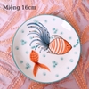 Bát đĩa decor ?? Gốm Sứ Bát Tràng ?? bộ bát đĩa Cá dễ thương, sứ trắng xanh đẹp GOMPHUQUY HTG01