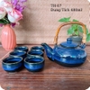 Bộ ấm chén uống trà ⚱ Gốm Sứ Bát Tràng ⚱ ấm trà xanh đen men hỏa biến GOMPHUQUY TH07