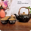 Bộ ấm trà ⚱ Gốm Sứ Bát Tràng ⚱ bộ ấm chén uống trà gốm trúc men hỏa biến GOMPHUQUY TH04