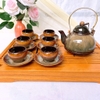 Bộ ấm chén uống trà ?? Gốm Sứ Bát Tràng ?? bộ ấm trà,Chuông Gấm cao cấp decor GOMPHUQUY THH01