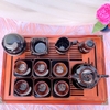 Bộ ấm chén quai sứ đẹp ?? Gốm Sứ Bát Tràng?? men hỏa biến đen quệt decor GOMPHUQUY HN22