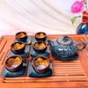 Bộ ấm chén quai sứ gốm sứ Bát Tràng, men hỏa biến cẩm lai xanh đẹp decor GOMPHUQUY HN21
