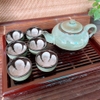 Bộ âm chén uống trà ⚱ Gốm Sứ Bát Tràng ⚱ ấm trà bạch kim quai sứ men hỏa biến GOMPHUQUY TH08