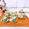 Bộ ấm trà ?? Gốm Sứ Bát Tràng ?? bộ ấm chén,Chữ Thập cỏ hoa hỏa biến decor GOMPHUQUY ĐL04