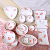Bộ bát đĩa ?? Gốm Sứ Bát Tràng ?? bát đĩa decor,bộ Đào trắng hồng cao cấp GOMPHUQUY HTG02