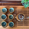 Bộ ấm chén uống trà ⚱ Gốm Sứ Bát Tràng ⚱ ấm trà cau vàng cao cấp men hoả biến GOMPHUQUY SD02