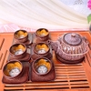 Bộ ấm chén uống trà ⚱  ấm trà Kẻ Miệng Nâu Gỗ Dừa ⚱ Gốm Sứ Bát Tràng GOMPHUQUY HN07