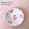 Bộ bát đĩa ?? Gốm Sứ Bát Tràng ?? bát đĩa decor,bộ Đào trắng hồng cao cấp GOMPHUQUY HTG02
