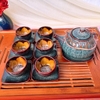 Bộ ấm chén uống trà ⚱  ấm trà Kẻ Miệng Men Gold ⚱ Gốm Sứ Bát Tràng GOMPHUQUY HN06