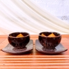 Bộ ấm chén quai sứ gốm sứ Bát Tràng, men hỏa biến cẩm lai đỏ đẹp decor GOMPHUQUY HN20