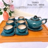Bộ ấm trà ?? Gốm Sứ Bát Tràng ?? bộ ấm chén,Quả Hồng Xanh hỏa biến đẹp decor GOMPHUQUY THH03