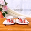 Bộ ấm chén uống trà ?? Gốm Sứ Bát Tràng ?? bộ ấm trà,Vuông Sáo Đào Đỏ đẹp decor GOMPHUQUY ĐL01