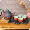 Bộ ấm trà ⚱ Gốm Sứ Bát Tràng ⚱ bộ ấm chén uống trà Đắp nổi khay lá tử sa GOMPHUQUY HH08
