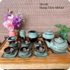 Bộ ấm chén uống trà ⚱ Gốm Sứ Bát Tràng ⚱ ấm trà bạch kim quai sứ men hỏa biến GOMPHUQUY TH09