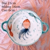 Bát đĩa decor ?? Gốm Sứ Bát Tràng ?? bộ bát đĩa Cá dễ thương, sứ trắng xanh đẹp GOMPHUQUY HTG01