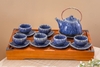Bộ ấm trà ⚱ Gốm Sứ Bát Tràng ⚱ bộ ấm chén Chuông men đá Sappire decor đẹp cao cấp GOMPHUQUY AC04